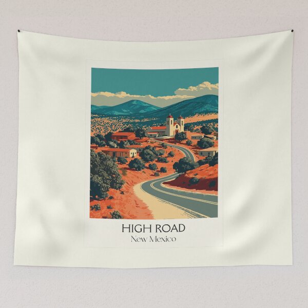 Item preview, High Road to Taos New Mexico Poster | Vintage Scenic Drive & Adobe Village Art designed and sold by TuncGK.
