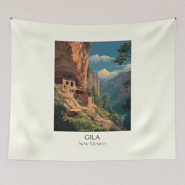 Item preview, Gila Cliff Dwellings Poster | Vintage New Mexico National Monument Art designed and sold by TuncGK.