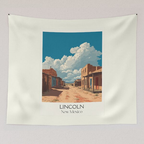 Item preview, Lincoln New Mexico Travel Poster | Vintage Billy the Kid & Old West Town Art designed and sold by TuncGK.