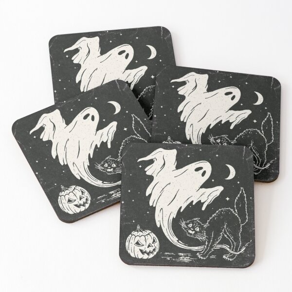 Item preview, Halloween Cat Ghost Spooky Night Illustration designed and sold by Oniyasha.