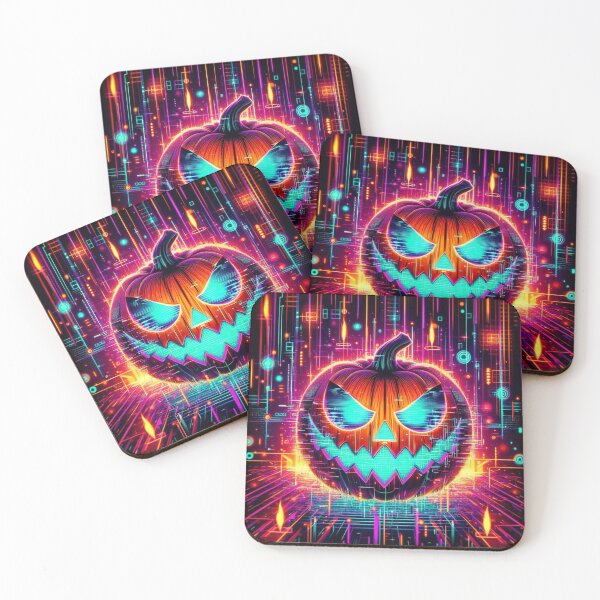 Item preview, Neon Pumpkin Jack – Cyberpunk Glitch Halloween Pumpkin designed and sold by DreamArt Creations.