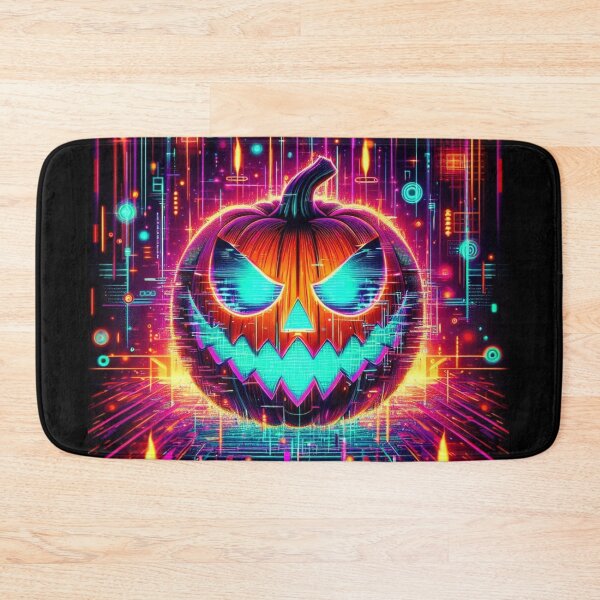 Item preview, Neon Pumpkin Jack – Cyberpunk Glitch Halloween Pumpkin designed and sold by DreamArt Creations.