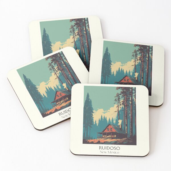 Item preview, Ruidoso New Mexico Travel Poster | Vintage Mountain Cabin & Pine Forest Art designed and sold by TuncGK.