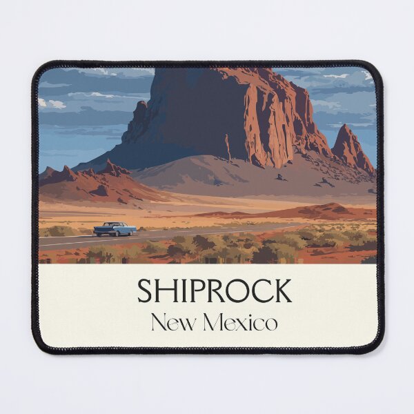 Item preview, Shiprock New Mexico Travel Poster | Vintage Navajo Nation & Desert Monolith Art designed and sold by TuncGK.