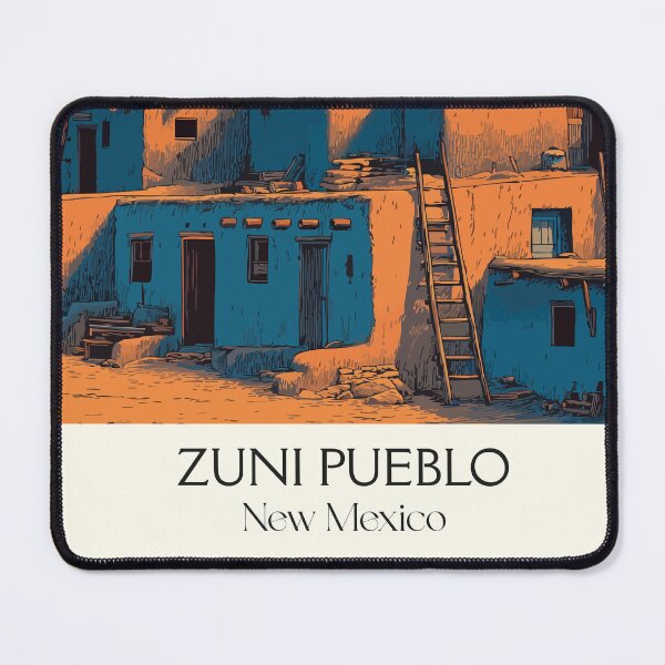 Item preview, Zuni Pueblo New Mexico Poster | Vintage Native American Adobe Village Art designed and sold by TuncGK.