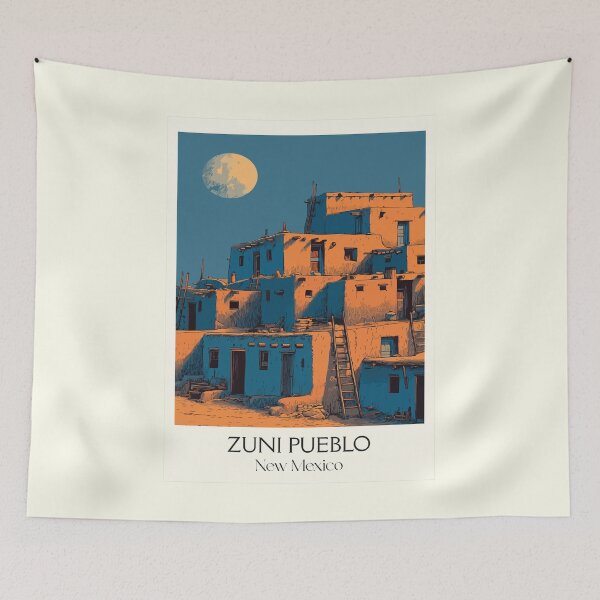 Item preview, Zuni Pueblo New Mexico Poster | Vintage Native American Adobe Village Art designed and sold by TuncGK.