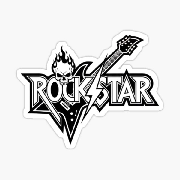 Rockstar Skull Guitar Logo Sticker