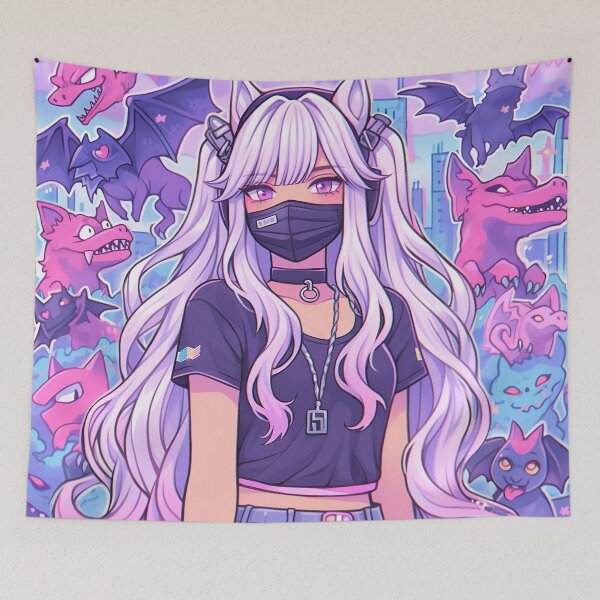Item preview, Masked Neko DJ with Night Bats designed and sold by bubblegoth.