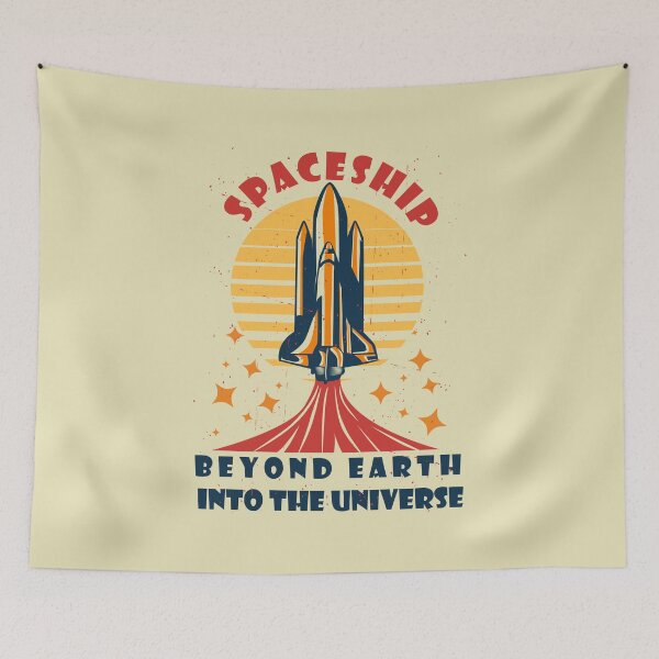 Item preview, Retro Spaceship Rocket Launch Beyond Earth Adventure designed and sold by DaVinciFeather.