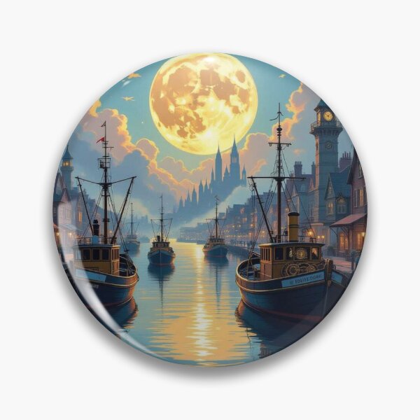 Item preview, Moonlit Harbor & Clockwork Dreams. Between tranquility, mechanics, and magic – a scene full of story vibes designed and sold by FotoworldEdel.