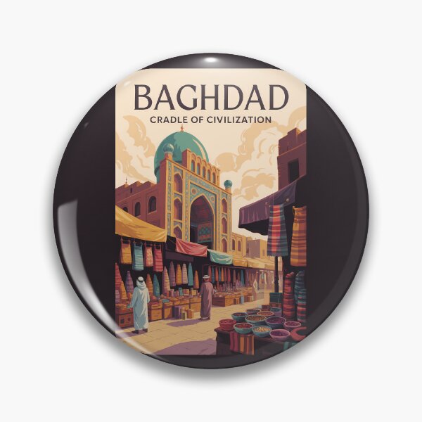 Item preview, Baghdad Iraq Bazaar Illustration Travel Art Vintage designed and sold by KrisSidDesigns.