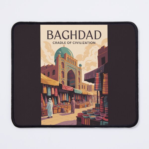 Item preview, Baghdad Iraq Bazaar Illustration Travel Art Vintage designed and sold by KrisSidDesigns.