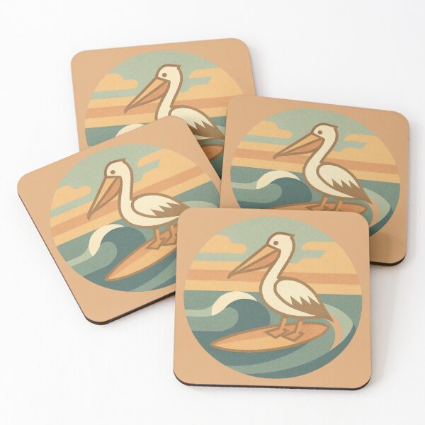 Item preview, Pelican Surfing | Retro Pastel Art of Half Moon Bay & Mavericks designed and sold by Dream Circuit .