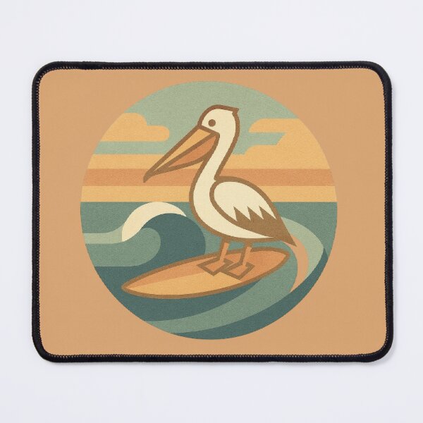 Item preview, Pelican Surfing | Retro Pastel Art of Half Moon Bay & Mavericks designed and sold by Dream Circuit .
