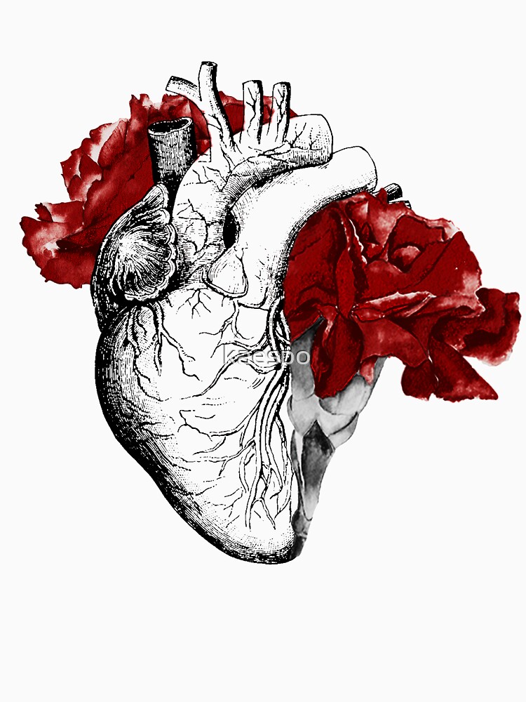 Anatomical Heart With Red Flowers by kaespo