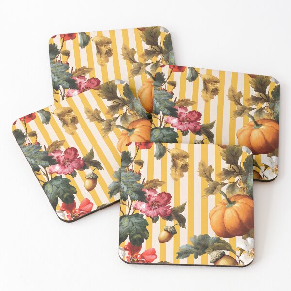 Item preview, AN ELEGANT AUTUMN PATTERN WITH PUMPKINS AND FLOWERS designed and sold by infinitearte.