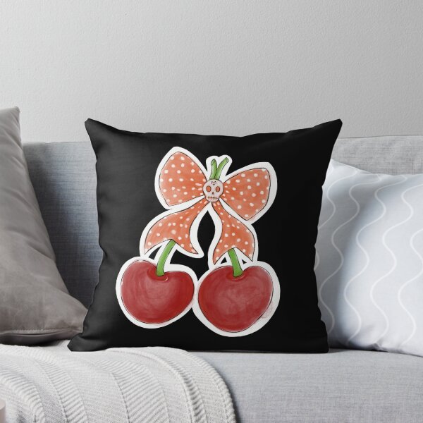 Item preview, Retro Cherries with a polka dot skull ribbon designed and sold by MetalTea.