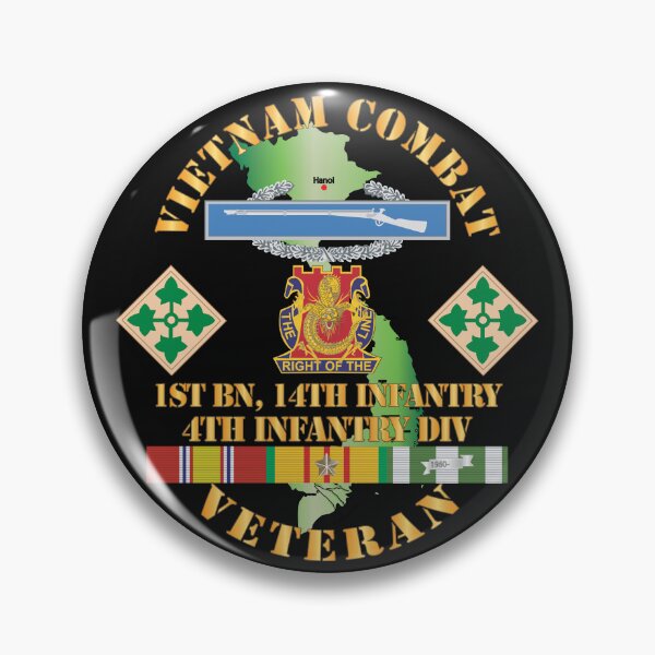 Artikelvorschau, Armee – Vietnam-Kampfinfanterieveteran mit 1. Bataillon, 14. Infanterieregiment – 4. ID, SSI X 300 entworfen und verkauft von Military Insignia Products.