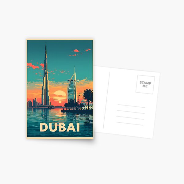 Golden Hour Dubai – Skyline & Seaside Architecture Art Postcard