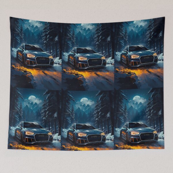 Item preview, High Performance Hot Hatch Car Powers Through Snowy Forest Night designed and sold by RevUpDesign.