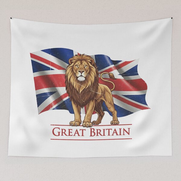 Item preview, Vintage Patriotic British Lion with Union Jack Flag Design designed and sold by ART-POD-PL.