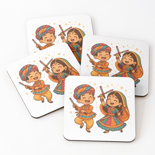 Item preview, Cartoon Gujarati Boy & Girl Playing Garba – Navratri Dandiya Design designed and sold by Kruti Collection.