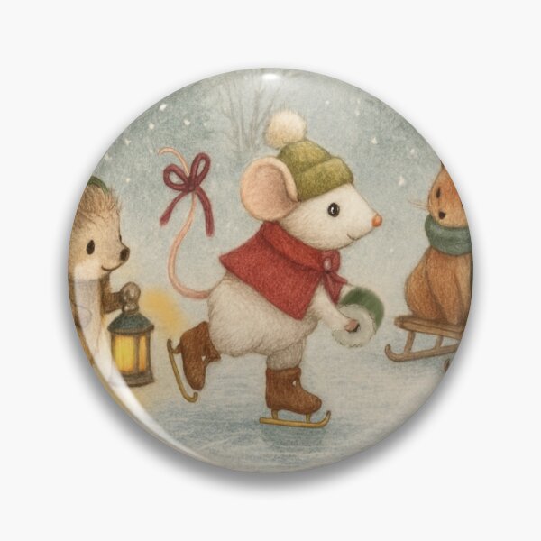 Item preview, Whimsical Mouse Ice Skating - Dreamy Woodland Winter Drawing designed and sold by TheWishingShed.