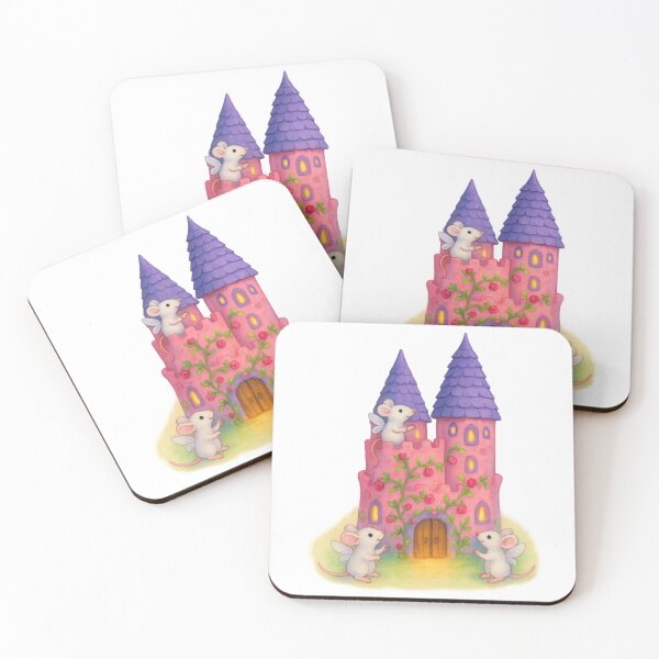 Item preview, Pink Fairy Castle Mice  - Vintage Whimsical Decor  designed and sold by TheWishingShed.