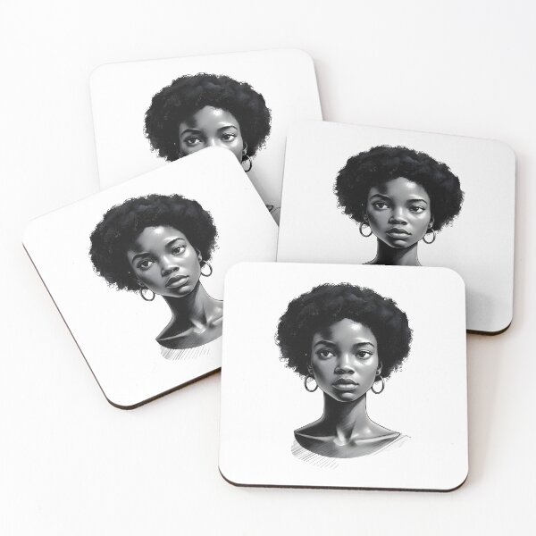Item preview, Minimalist Sketch – Black Woman with Short Afro and Hoop Earrings designed and sold by OsasChild.
