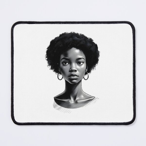 Item preview, Minimalist Sketch – Black Woman with Short Afro and Hoop Earrings designed and sold by OsasChild.