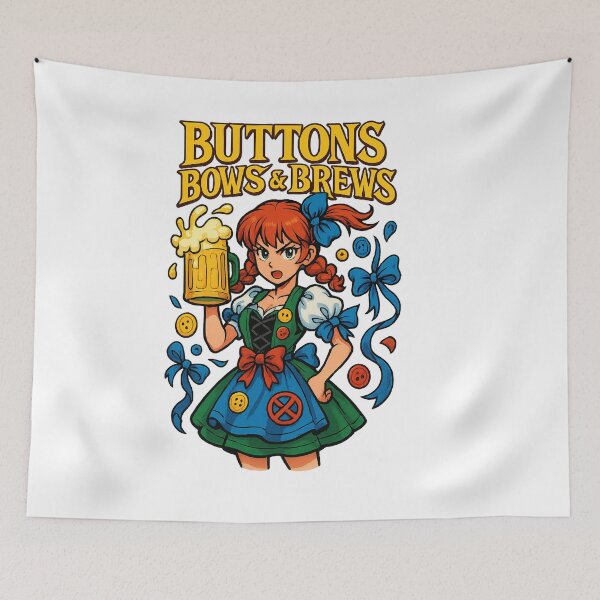 Item preview, Buttons Bows And Brews - Gift for Kawaii Oktoberfest Lovers Anime Art designed and sold by Jarminis.