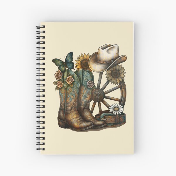 WFSM - Cuaderno De Vaquera Rosa – Diario De Botas Vaqueras, Cuaderno Preparado, Diario Preparado, Cuaderno Occidental, Suministros De Oficina Occidental, Cuaderno En Espiral De Cosas Vaqueras