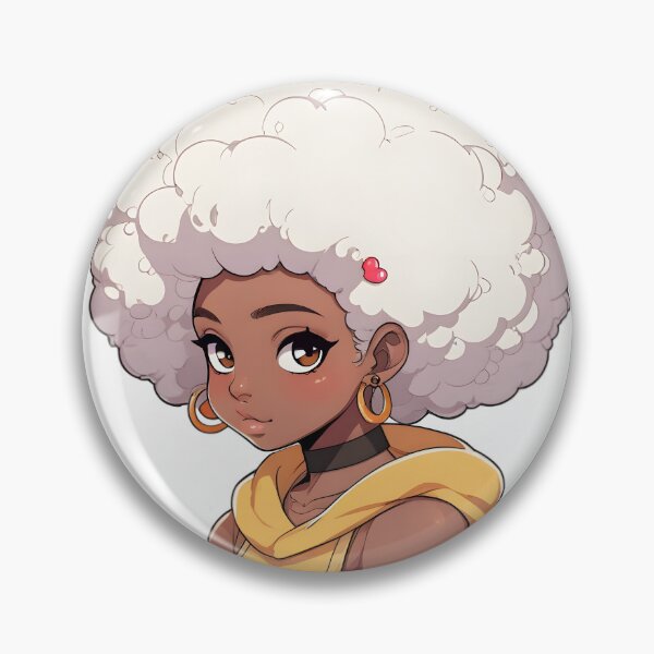 Item preview, Afrocentric Anime Girl – Black Woman with White Afro and Hoodie designed and sold by OsasChild.