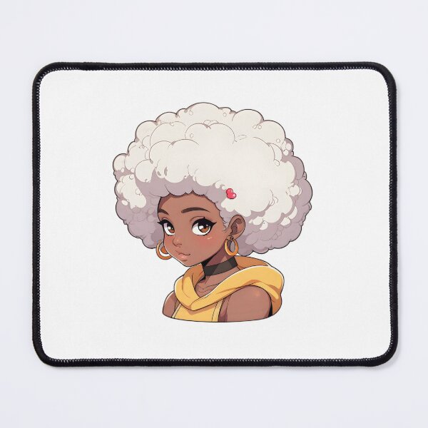 Item preview, Afrocentric Anime Girl – Black Woman with White Afro and Hoodie designed and sold by OsasChild.