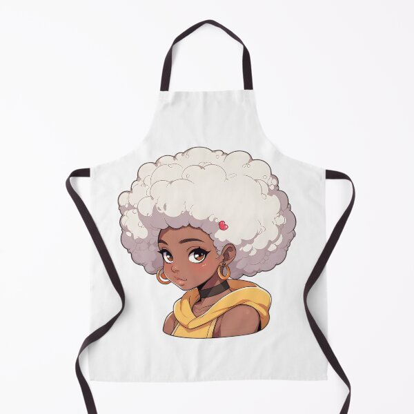 Item preview, Afrocentric Anime Girl – Black Woman with White Afro and Hoodie designed and sold by OsasChild.