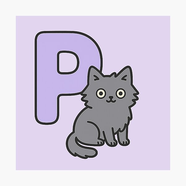Item preview, Alphabet “P” – Cute Fluffy Cat Initial Sticker designed and sold by wwshd.