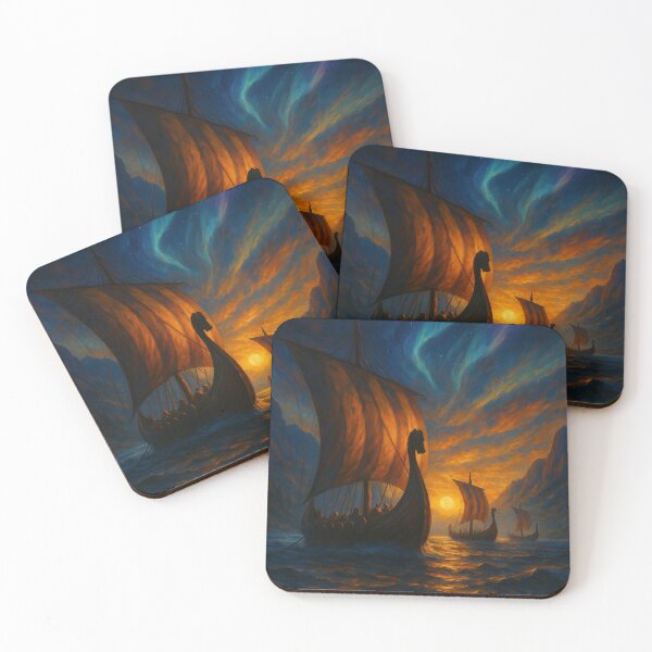 Item preview, Viking Journey – Drakkars at Sunrise designed and sold by jolille.