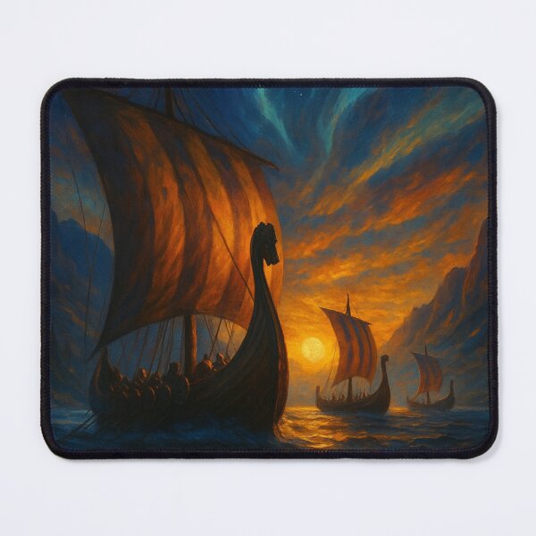 Item preview, Viking Journey – Drakkars at Sunrise designed and sold by jolille.