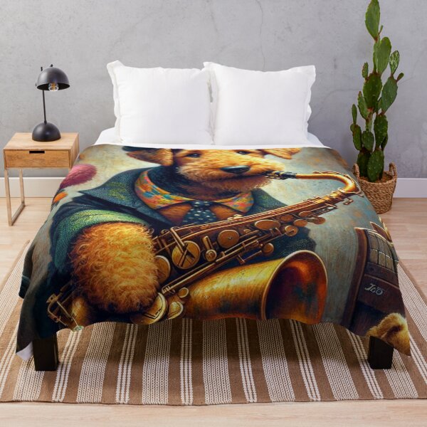 Item preview, Dapper Airedale Terrier Plays the Saxophone designed and sold by Wags & Tails.