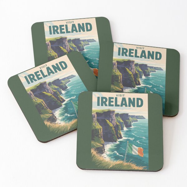 Item preview, Ireland Cliffs of Moher Illustration Travel Art Vintage designed and sold by KrisSidDesigns.