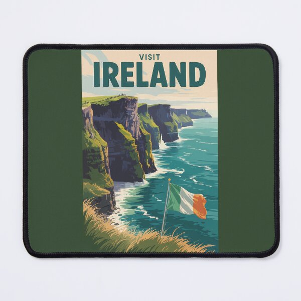 Item preview, Ireland Cliffs of Moher Illustration Travel Art Vintage designed and sold by KrisSidDesigns.