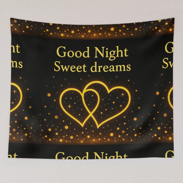 Item preview, Good Night Sweet Dreams – Romantic Golden Hearts Illustration designed and sold by Sadia  Jannat.