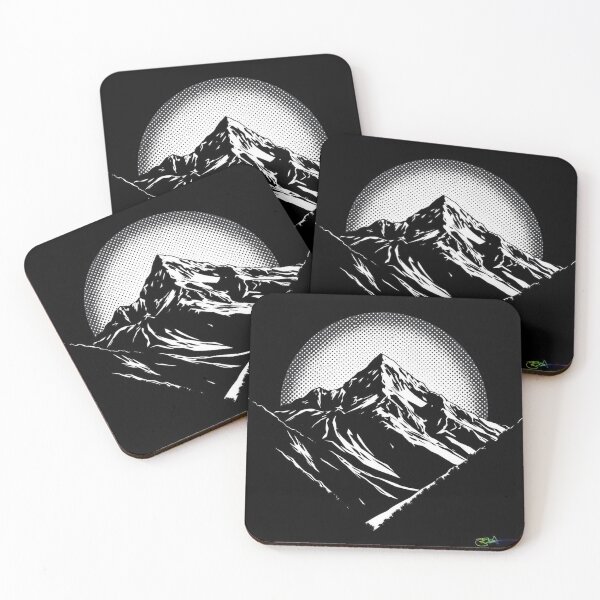 Item preview, Moonlit Summit – Monochrome Comic Landscape - Pop Art Mountain Landscape Love designed and sold by Benito Del Ray.