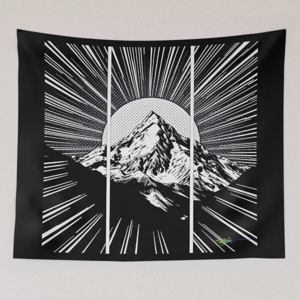 Item preview, Celestial Burst Mountain – Manga Energy Poster - Pop Art Mountain Landscape Love  designed and sold by Benito Del Ray.