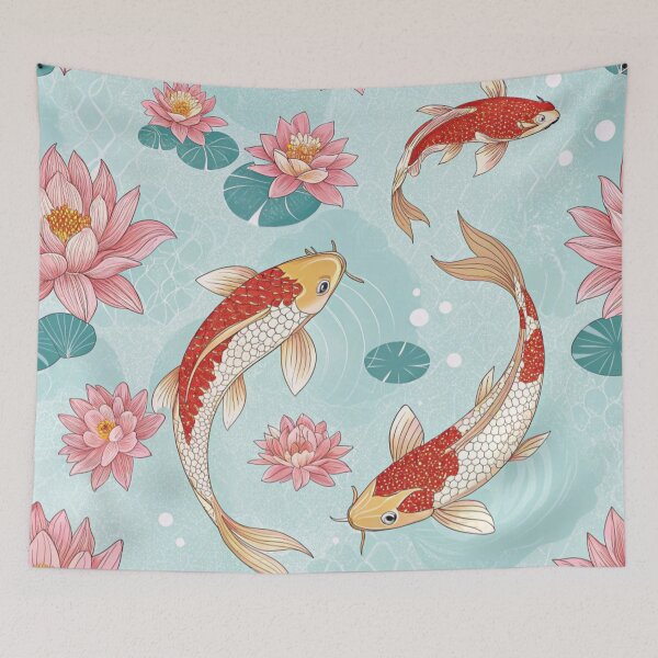 Item preview, Lotus flowers & Japanese Koi fish , luck symbols . designed and sold by Lucky 777.