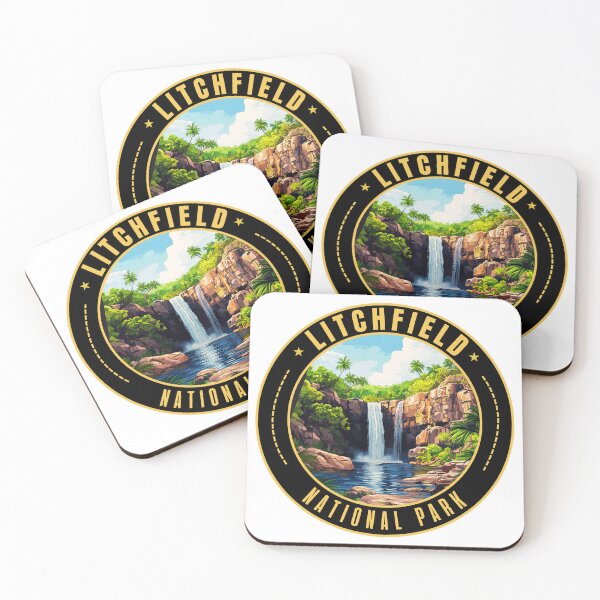 Item preview, Litchfield National Park in Northern Territory of Australia Retro Travel Art Emblem designed and sold by MaateoDesign.