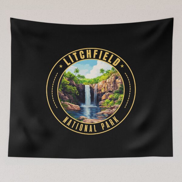 Item preview, Litchfield National Park in Northern Territory of Australia Retro Travel Art Emblem designed and sold by MaateoDesign.