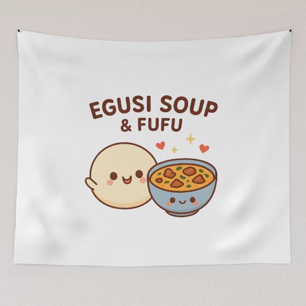 Item preview, Kawaii Egusi Soup & Fufu Sticker – Cute African Food Art, Nigerian Cuisine designed and sold by OsasChild.