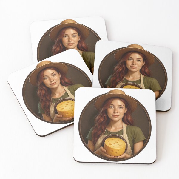 Item preview, Young Woman Holding Round Block of Yellow Cheese in Rustic Setting designed and sold by Creative88Art.