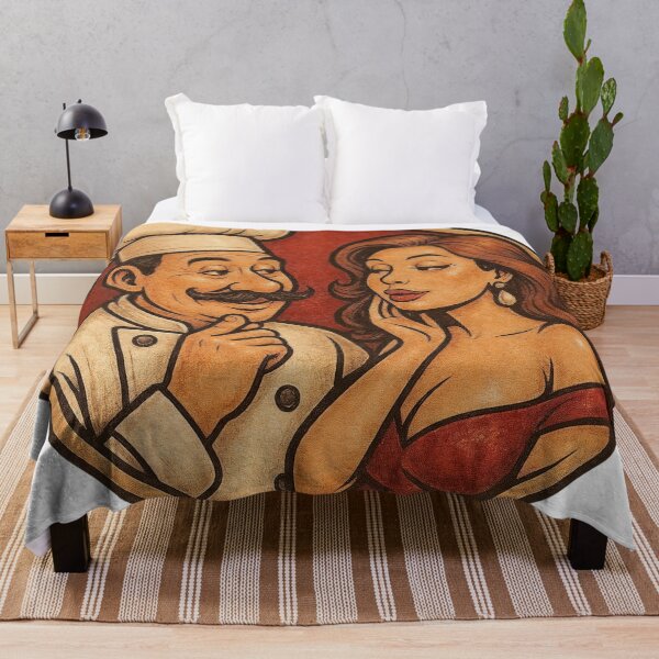 Item preview, Ilustración vintage de un chef y una mujer en un marco circular designed and sold by Creative88Art.
